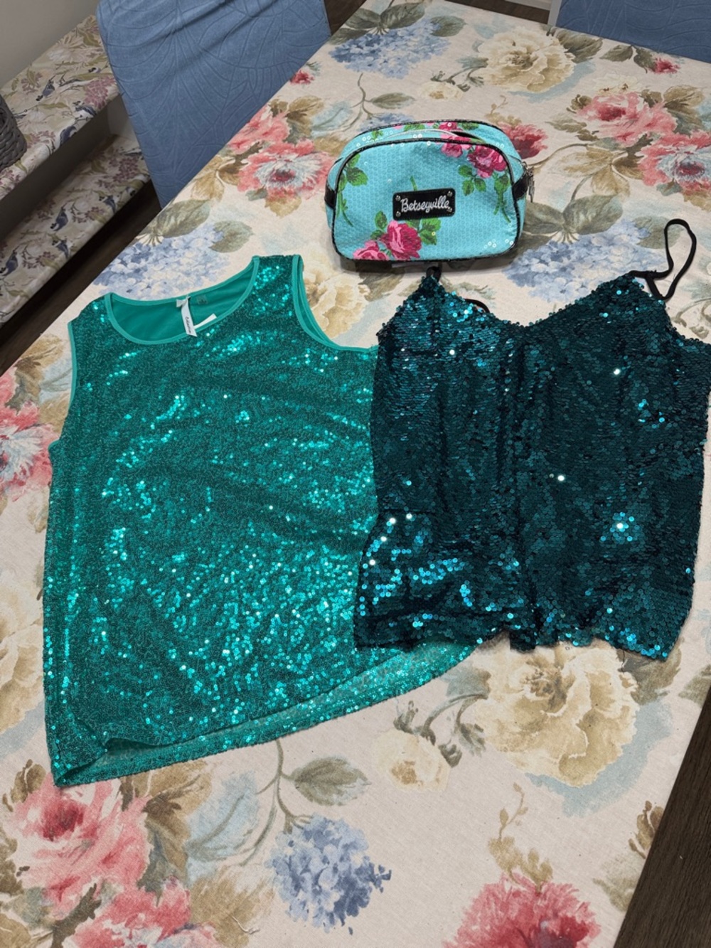 R&M Richards Turquoise Sequin Tops.